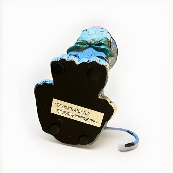 Vintage Resin Collections Cat With Swirl Tail And Bow Tie Gray And Black 6 Inch - Picture 2 of 7